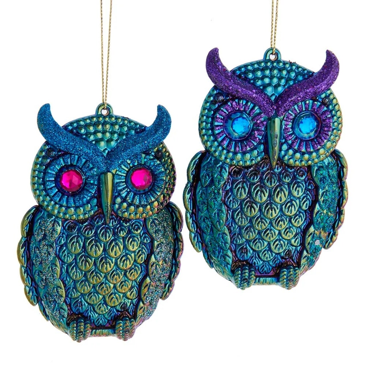 KSA Pack of 24 Purple and Blue Owl Christmas Ornaments 4"